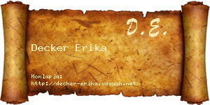 Decker Erika névjegykártya